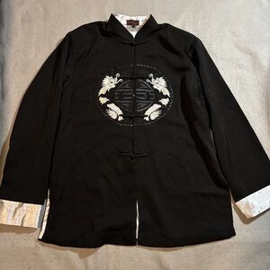 Silver Dragon Kimono Large Black Embroidered‎ Dragon